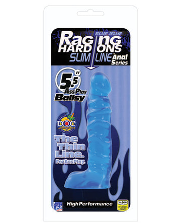 Raging Hard Ons Slimline 5.5&quot; Ballsy - Blue Jelly